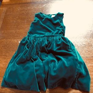 Holiday green velvet girls dress